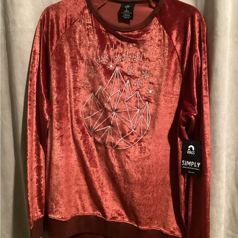 Kids Velvet Sweatshirt in Red